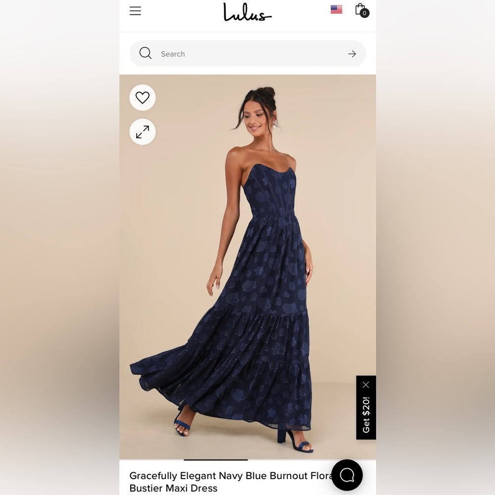 Lulus Gracefully Elegant Navy Blue Burnout Floral Bustier Maxi Dress